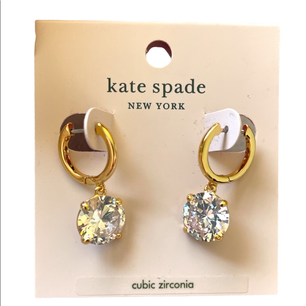 Kate Spade Round CZ Crystal Huggie Hoop Earrings